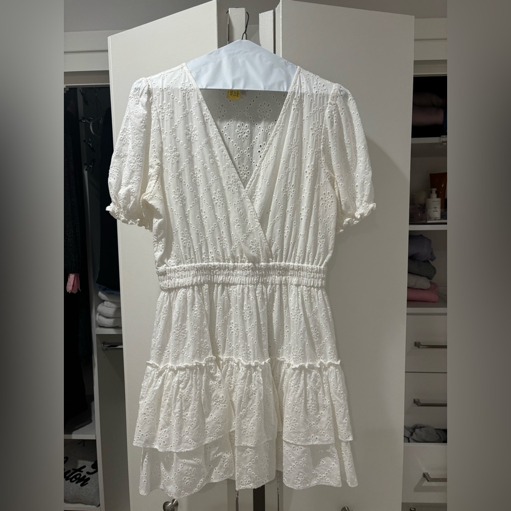 Wayf designer white lace dress